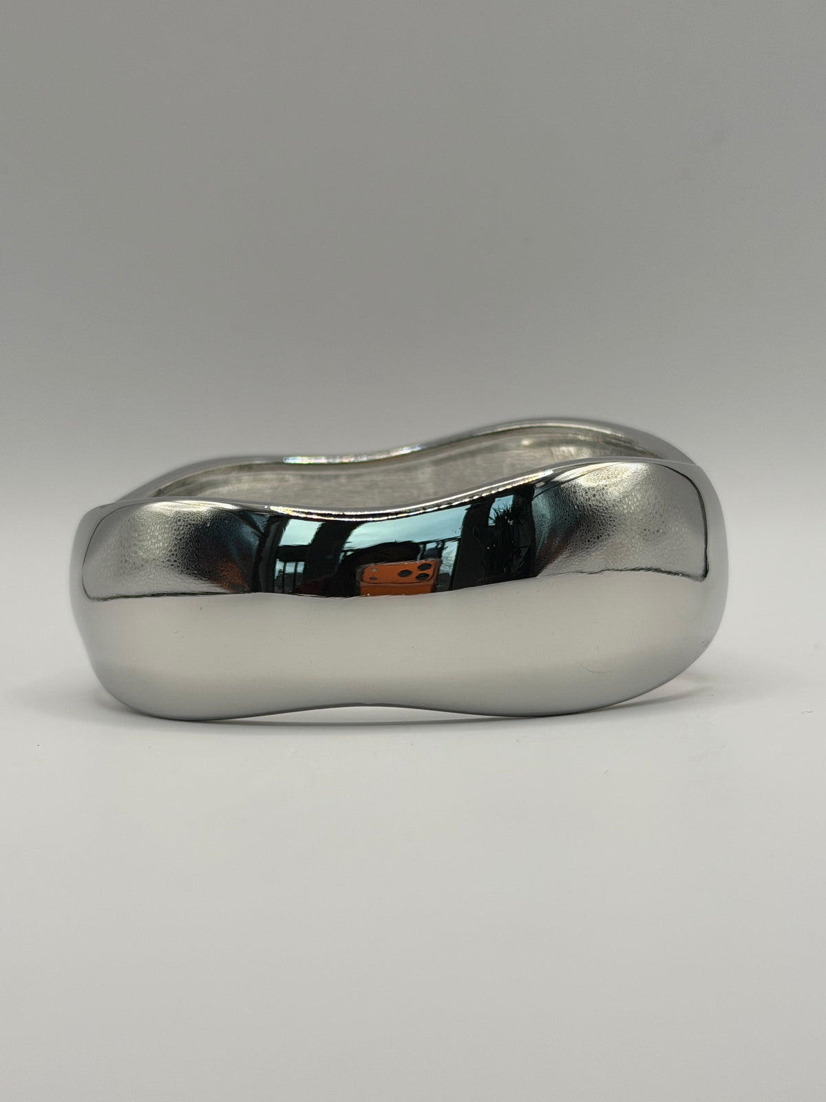Abstract Chunky Silver Bangle