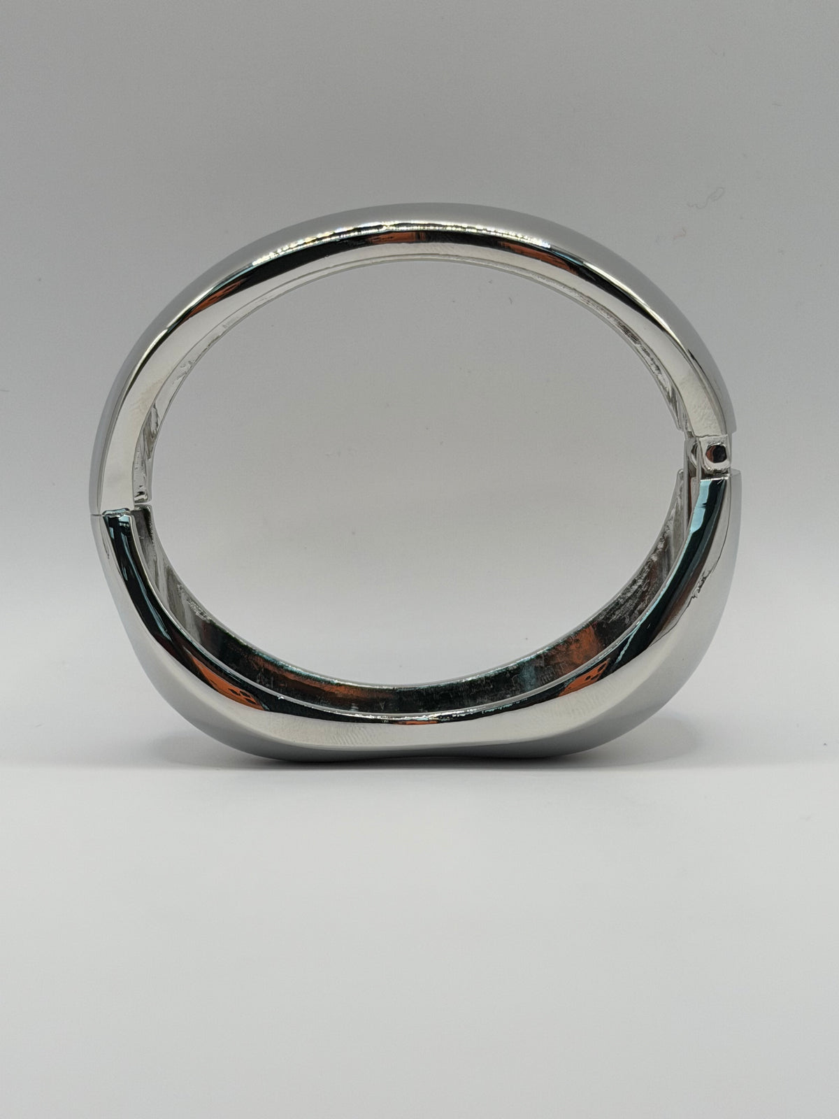 Abstract Chunky Silver Bangle