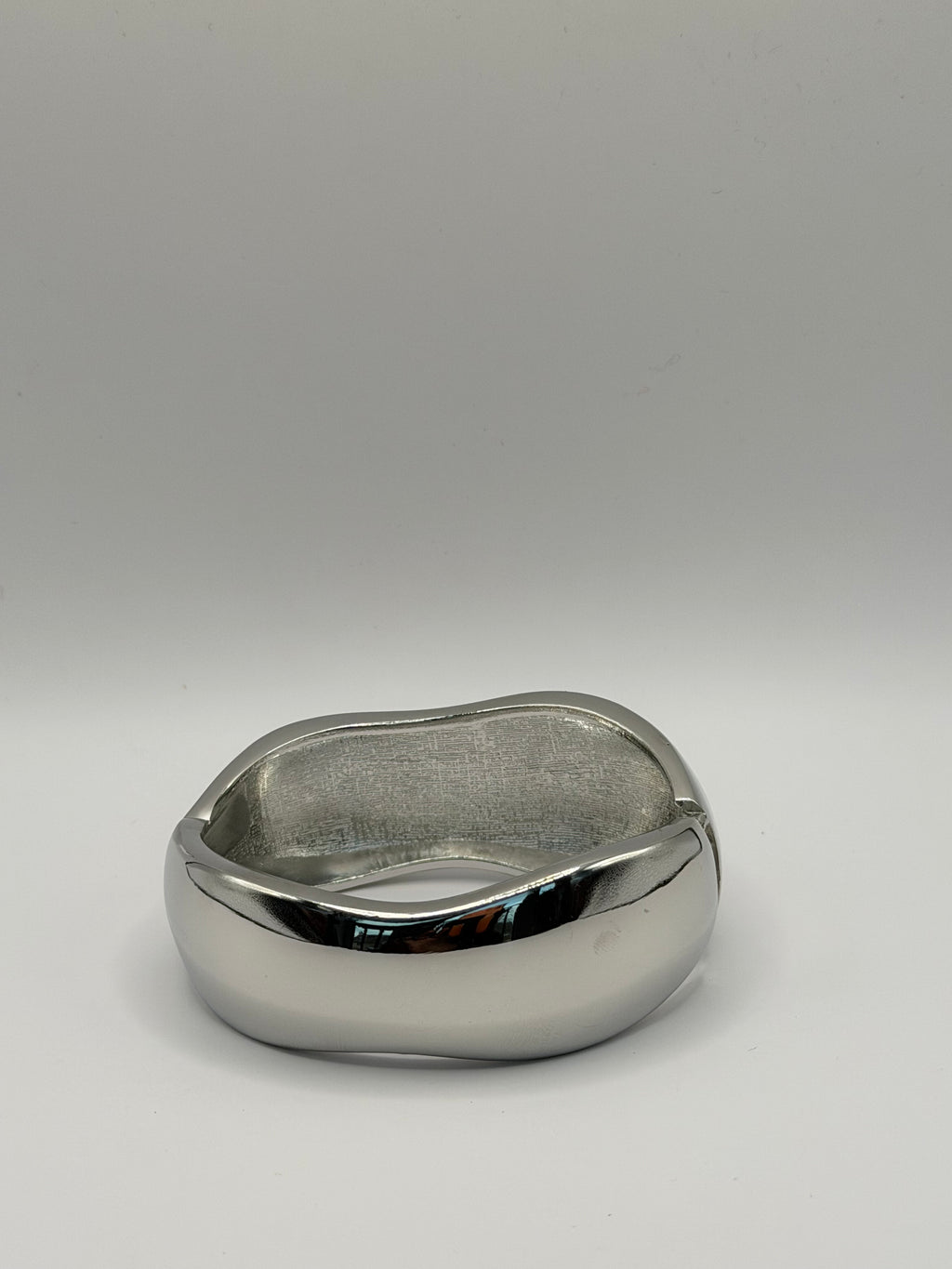 Abstract Chunky Silver Bangle