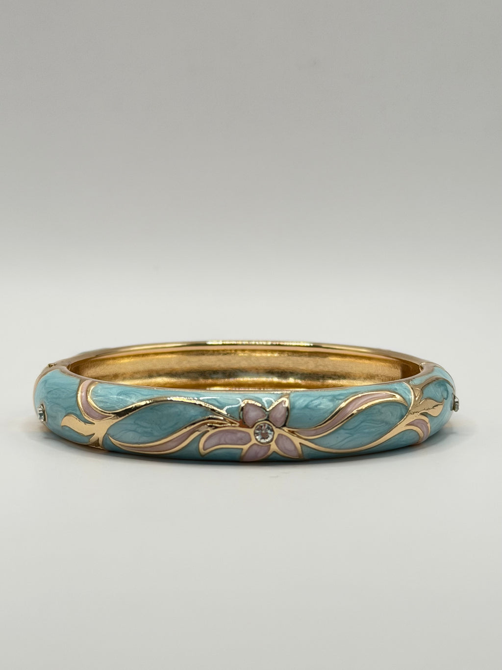 Wide Azure Blossom Bangle