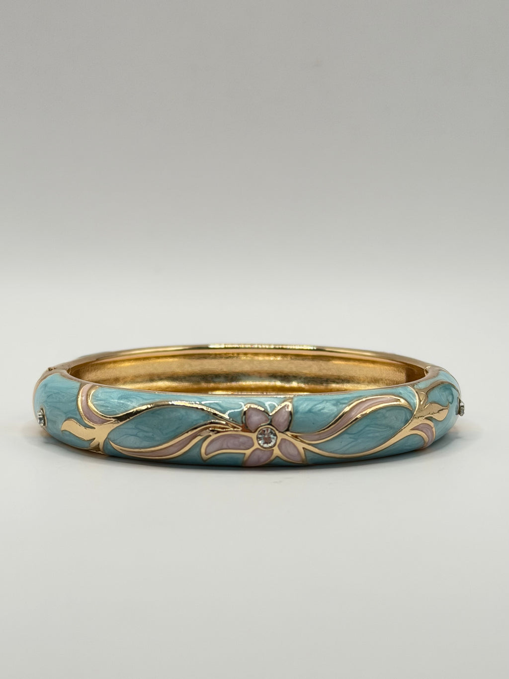 Wide Azure Blossom Bangle