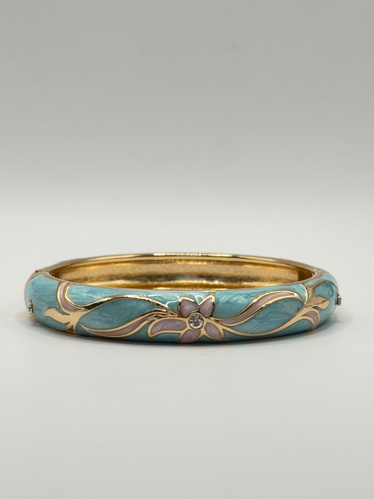 Wide Azure Blossom Bangle